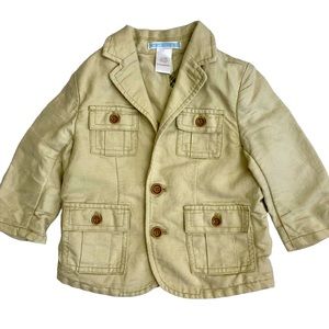 Janie and Jack Linen Button Pocket Blazer Jacket Khaki Tan